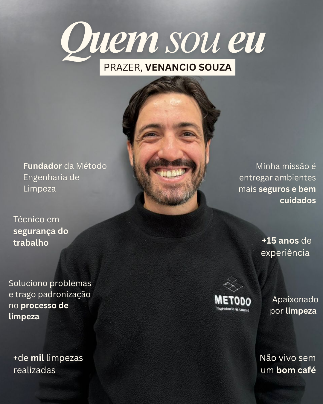 Retrato de Venancio Souza, fundador da Método Engenharia da Limpeza.